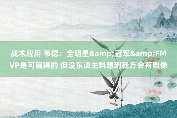 战术应用 韦德：全明星&冠军&FMVP是可赢得的 但没东谈主料想到我方会有雕像