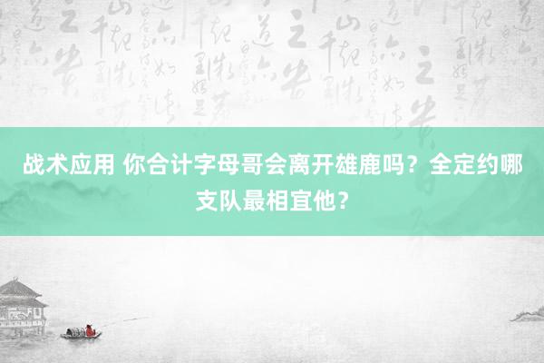 战术应用 你合计字母哥会离开雄鹿吗？全定约哪支队最相宜他？