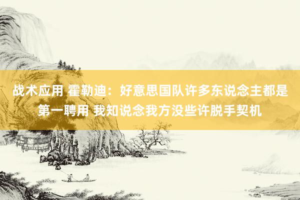 战术应用 霍勒迪：好意思国队许多东说念主都是第一聘用 我知说念我方没些许脱手契机