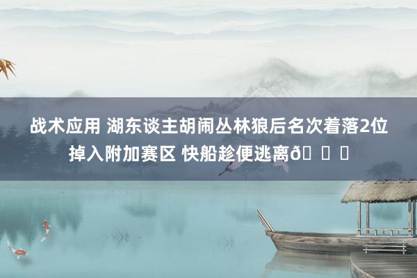 战术应用 湖东谈主胡闹丛林狼后名次着落2位掉入附加赛区 快船趁便逃离😋